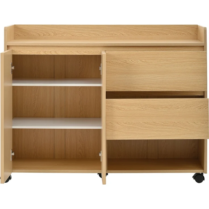Flurschrank 110x35x86 cm - Mobiler Schuhschrank mit Rollen & verstellbaren Trennwänden – Bild 9