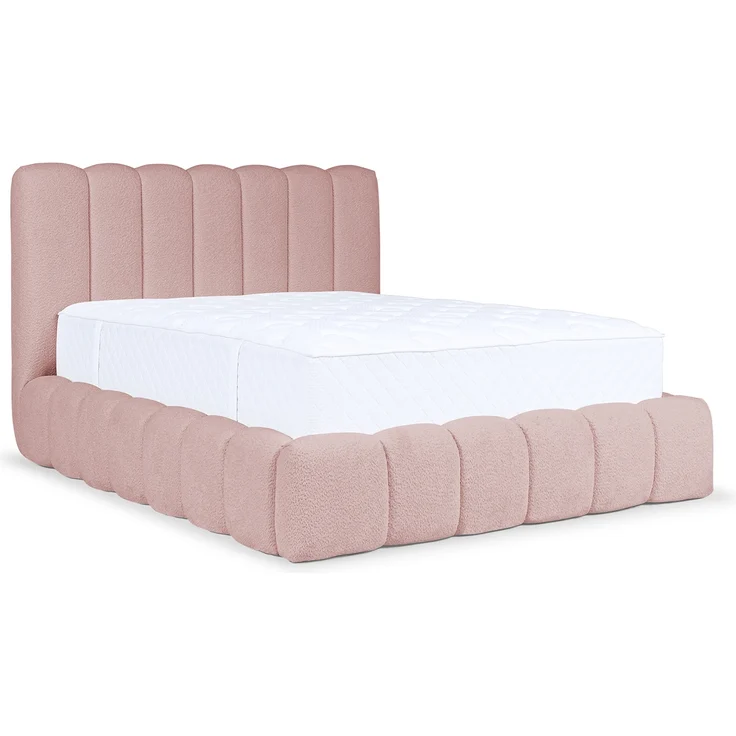 MEBLINI Polsterbett 160x200 mit Lattenrost mit Matratze - CARLOS - Rosa Boucle - Bubble Bett - Cloud Bett - Marshmallow Bed - Kopfteil Bett mit Stauraum – Bild 1