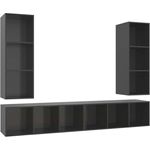 vidaXL TV-Wandschränke 4 Stk. Hochglanz-Grau Spanplatte [3079888]