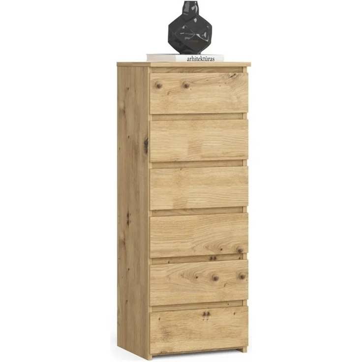 Home Collective Kommode 40 cm breit Holz Highboard Sideboard für Flur Schlafzimmer Wohnzimmer (Mehrzweckschrank Schrank schmal Kommode Schlafzimmer mit Schubladen), Kinderzimmer Organizer, 109 cm hoch mit 6 Schubladen Artisan Eiche – Bild 4