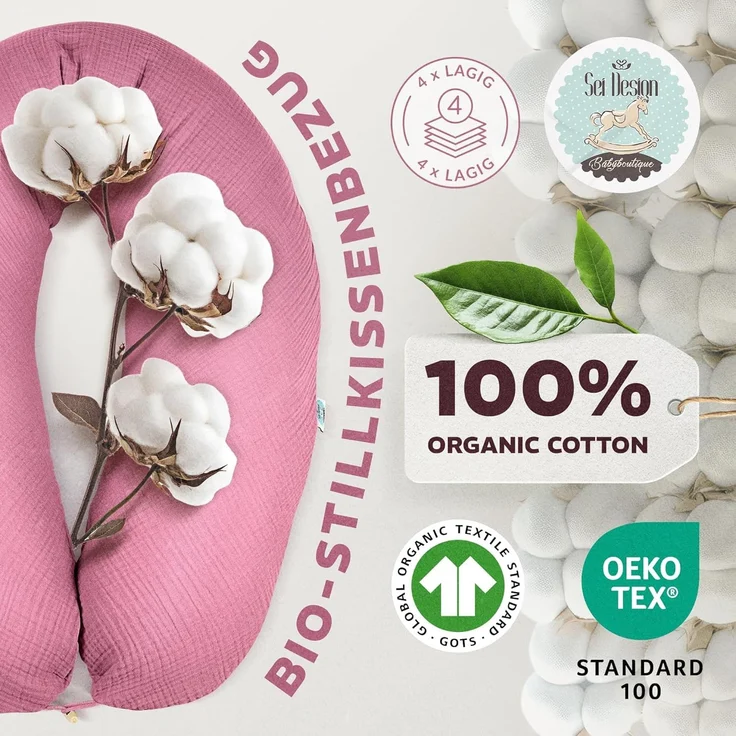 SEI Design Stillkissenbezüge Bezug Stillkissenbezug Musselin, 100% Baumwolle – Bild 2