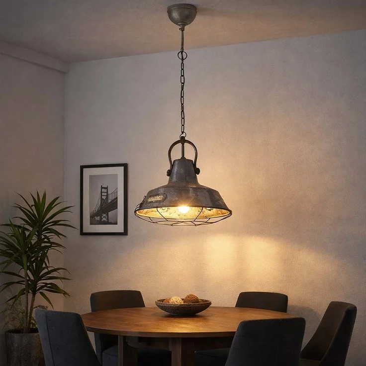 Hängeleuchte, Laternen-Design, silber, D 38 cm – Bild 2