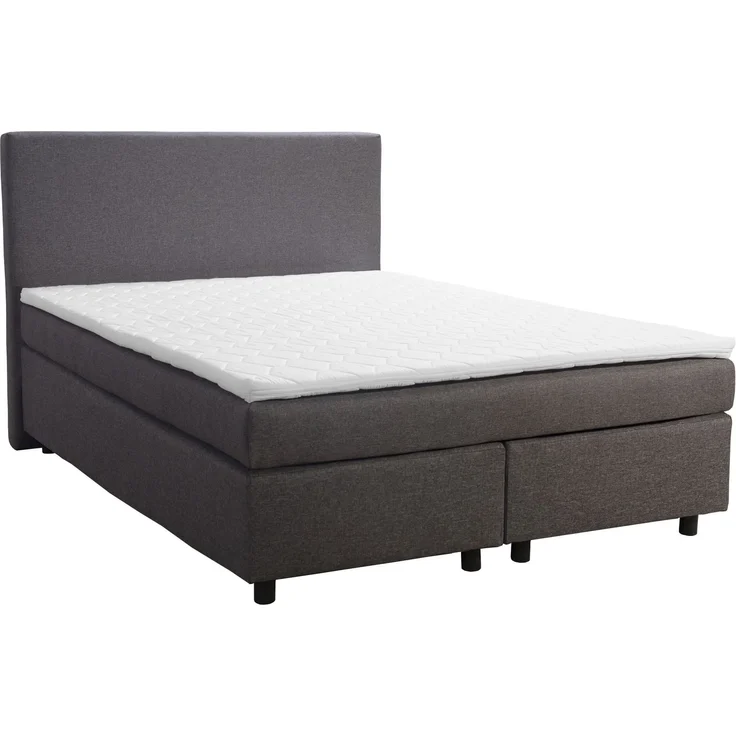 'Paxos 2' Boxspringbett mit Bonellfederkern-Matratze und Topper, Stoff grau, 140x200 cm – Bild 3