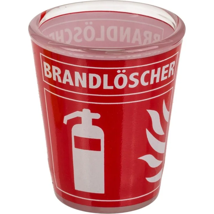 Schnapsglas aus Glas mit Trinkspruch für 60 ml lustiges Shotglas ca. 5 x 6 cm Brandlöscher