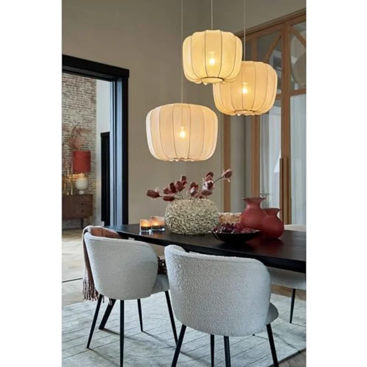 Light & Living Plumeria, Hängeleuchte aus Textil, beige-weiß, Ø 40 cm, E27 – Bild 3