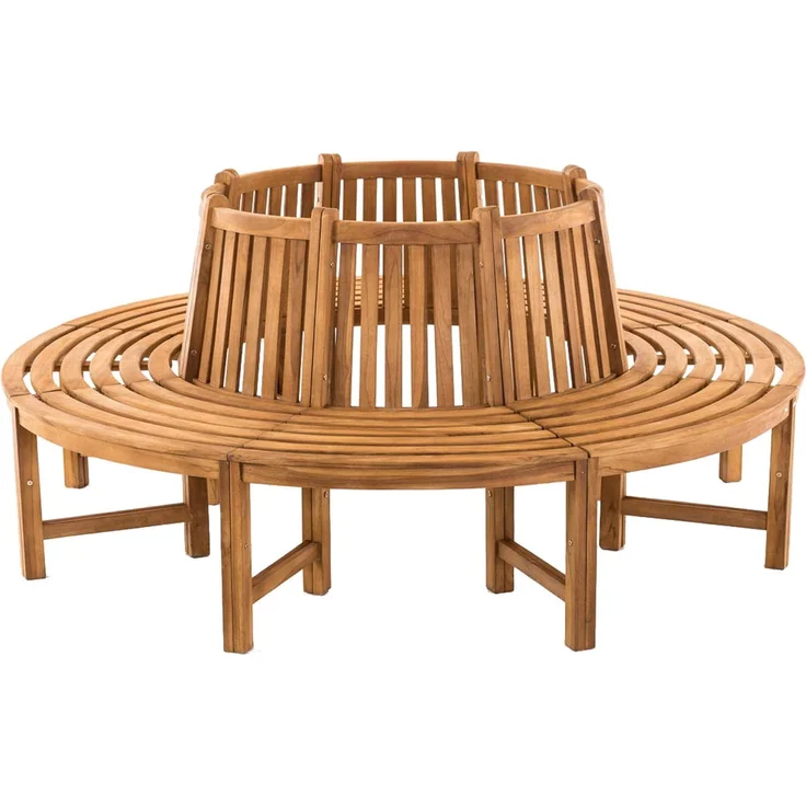 Baumbank SUTOR - Holz Teak 200x200x89.5 cm | Kreisrunde Sitzbank Mit Lehne Baumbank Gartenbank Für Baum – Bild 1