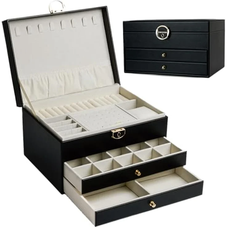 AdelDream Schmuckkasten AdelDream Schmuckkasten dreistöckige Schmuckbox – Bild 2