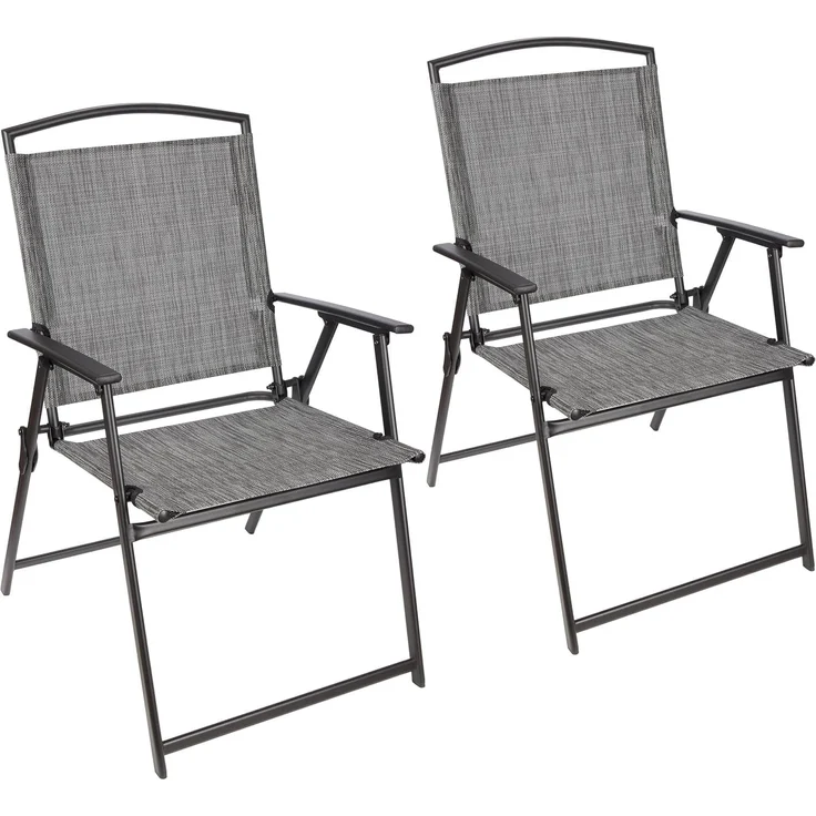 BRUBAKER Campingstuhl Bergamo - Camping Gartenstuhl - wetterfest und platzsparend (Balkonstuhl klappbar, 2 St), Klappstuhl für Garten, Terrasse und Balkon - Grau Meliert – Bild 1