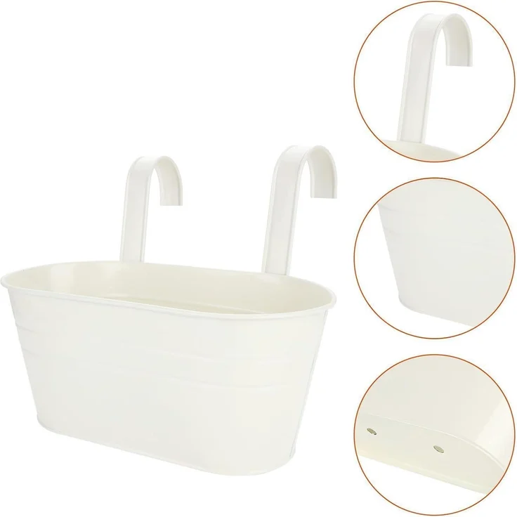 Metall Hängeblumentopf 4er Set 27.5cm Weiß für Balkon Garten – Bild 6