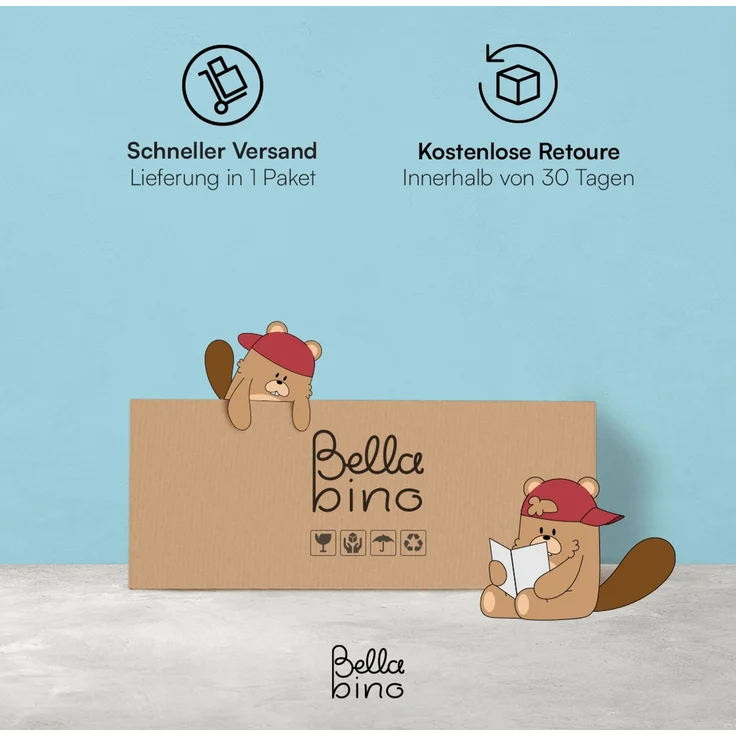 Bellabino 'Tea' Kindergarderobe, natur unbehandelt, Sperrholz Birke, 114x40x105 cm, Kinderkleiderschrank mit Kleiderstange und 6 Ablagefächern – Bild 8