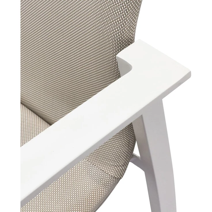 IDIMEX Gartenstühle VERANO 6er Set, 57 x 89 x 62 cm, weiß/beige, stapelbar, robust, mit Textilene Polster. Gartenmöbel-Set, Terrassenmöbel, Outdoor-Möbel wetterfest, Gartenstuhl 6er-Set – Bild 4