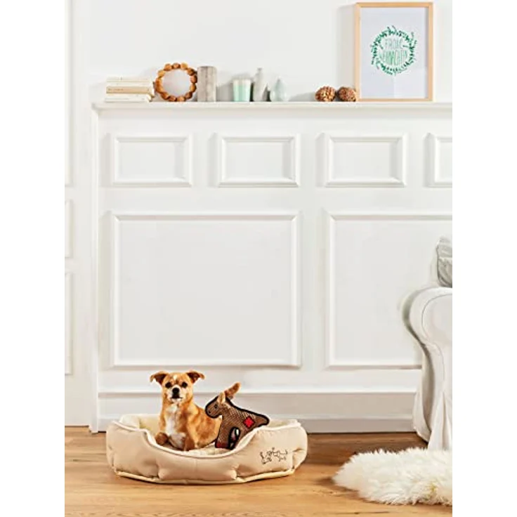 Dehner Lieblinge Hundebett und Katzenbett Sammy, oval, ca. 90 x 80 x 14 cm, Polyester, grau – Bild 6