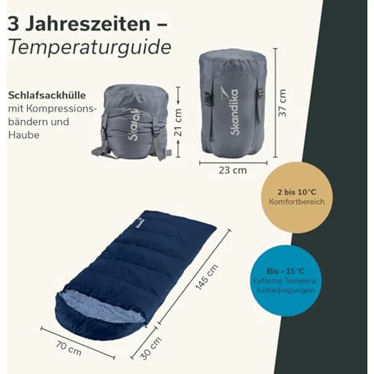 Skandika Kinderschlafsack Dundee Junior, Baumwolle, wasserabweisend, 3 Jahreszeiten, für Kinder, bis -15 °C – Bild 6