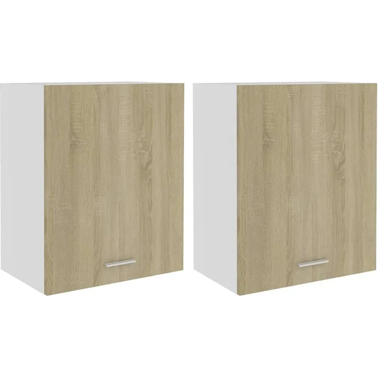 vidaXL 2X Hängeschrank 2 Regalböden Küchenschrank Küche Schrank Einbauküche Küchenzeile Küchenmöbel Oberschrank Sonoma-Eiche 50 x 31 x 60 cm Holzwerkstoff