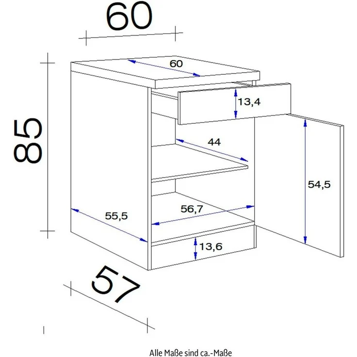 Flex-Well Unterschrank Lucca (B x H x T) 60 x 85 x 60 cm – Bild 2