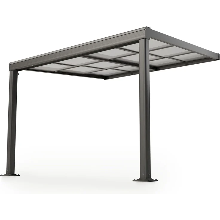 Juskys Terrassenüberdachung 3x3 m mit Schiebedach - Terrassendach aus Aluminium mit Doppelstegplatten - wetterfeste Überdachung mit UV-Schutz - Grau – Bild 1