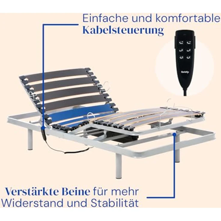 Gerialife Gelenkbett für Doppelbett, verstärkt mit orthopädischer Memoryschaum-Matratze, 20 cm (180 x 200 cm, Kabelsteuerung) (GL-0522) – Bild 3