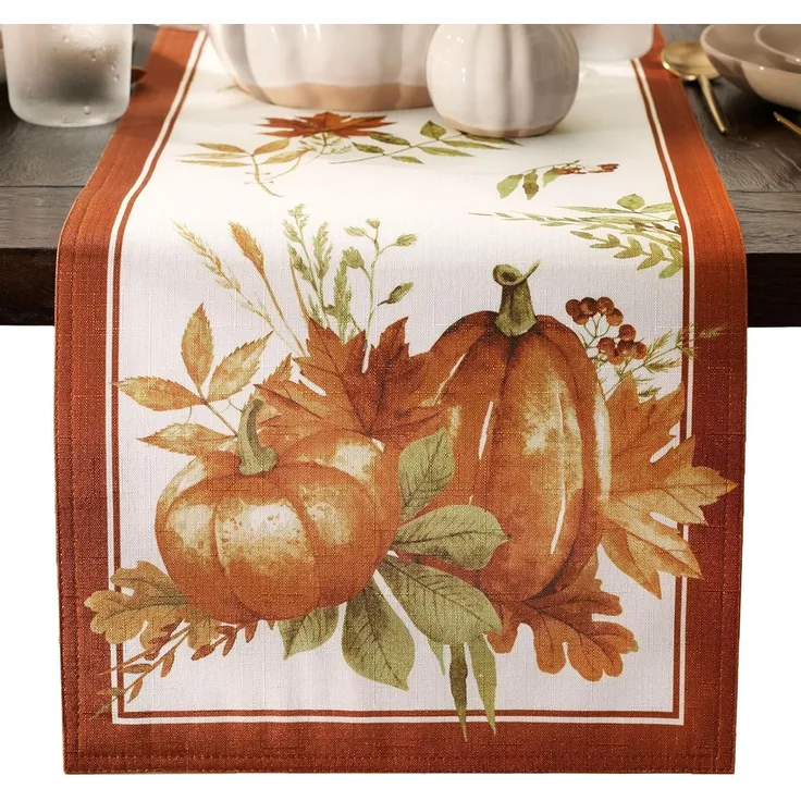 Elrene Home Fashions Autumn Pumpkin Grove Tischläufer, Bunt, 13"x70" (Table Runner)