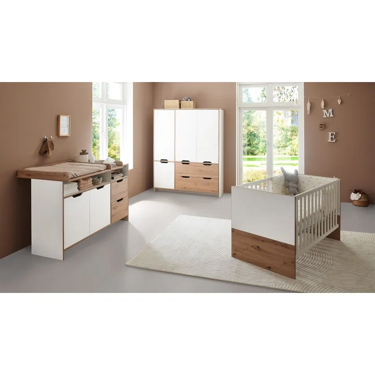 Babymöbel-Komplettset »Maxim« 3-teilig, Artisan Oak / Kreideweiß, Arthur Berndt