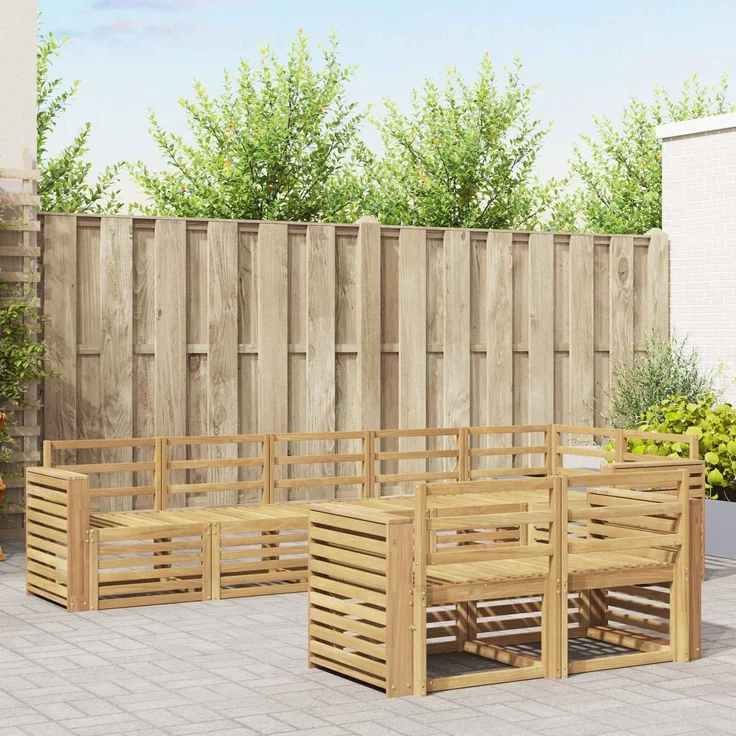 vidaXL Outdoor-Sofagarnitur 8 stk. 8-Sitzer Weiß Massivholz Akazie 3392039 – Bild 1
