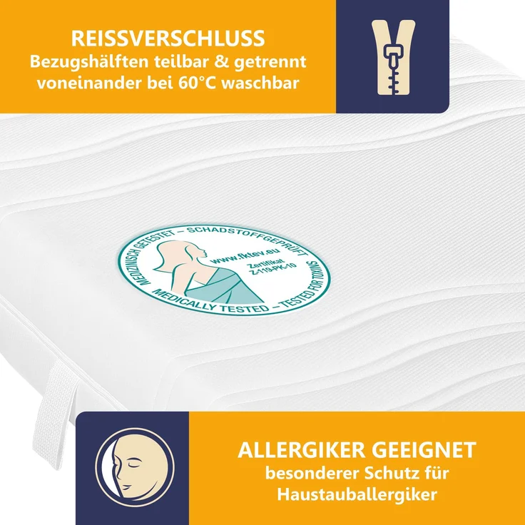 Kaltschaummatratze BeCo High Relax, 21 cm Komforthöhe, Made in Germany, 140x220 cm, Härtegrad H3 – Bild 9