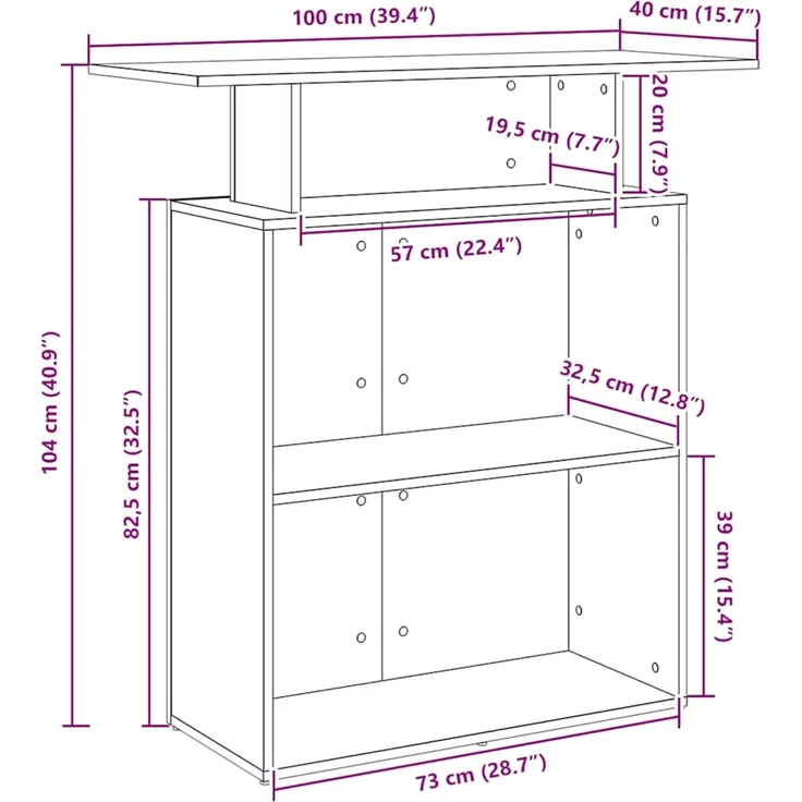 vidaXL Empfangstresen Weiß 100 x 40 x 104 cm Holzwerkstoff 859051 – Bild 9