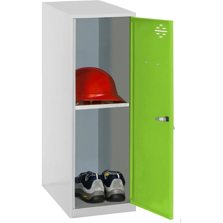 Simon Rack Simonlocker Kommode, klein, 915 x 300 x 500 mm, Amario aus Metall, inkl. Schlüssel, Grau/Grün – Bild 1