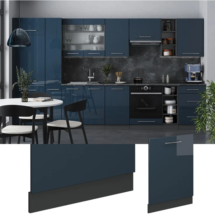 Geschirrspülblende Fame-Line Dunkelblau Hochglanz 60 cm ohne Arbeitsplatte Vicco – Bild 3