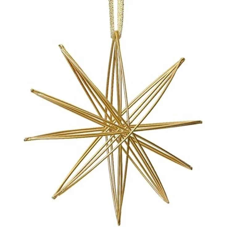 Christbaumschmuck Stern Gold Metall Christbaumanhänger 3D Strohstern Weihnachten – Bild 1