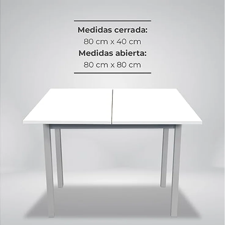 ASTIMESA Küchentisch im Buchstil ohne Schublade und Platte aus laminiertem Holz, weiß, 80 x 40 cm a 80 x 80 cm – Bild 8