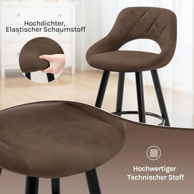 Woltu Barhocker (2 St), Barstuhl Tresenhocker mit Lehne und Fußstütze – Bild 5