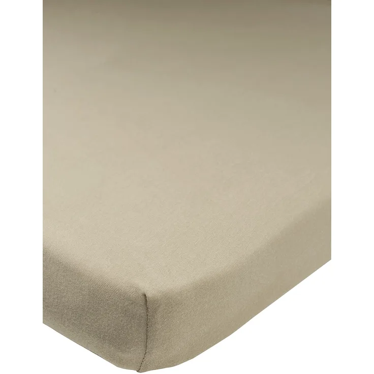 Meyco Baby Uni Spannbettlaken für die Laufgittermatratze (Bettlaken mit weicher Jersey-Qualität, aus 100% Baumwolle, perfekte Passform durch Rundum-Gummizug, atmungsaktiv, Maße: 75x95 cm), Taupe