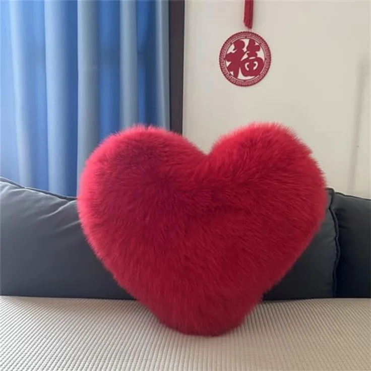 Herzkissen Dekokissen Zierkissen Herz Kissen Kinderzimmer Decor Herzform Dekokissen Kopfkissen Kissen Zierkissen Plüsch Kinderkissen für Kinderzimmer Sofa Dekoration (Rosa,40x45 cm) – Bild 6