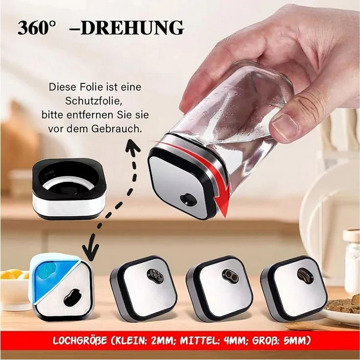 KingLux Gewürzkarussell 360° Gewürzregal Drehbar 2 Etagen mit 12 x 120ml Gewürzgläser, (1-tlg) – Bild 4