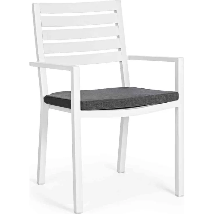 Gartenstuhl Helina stapelbar mit Armlehne, Weiss