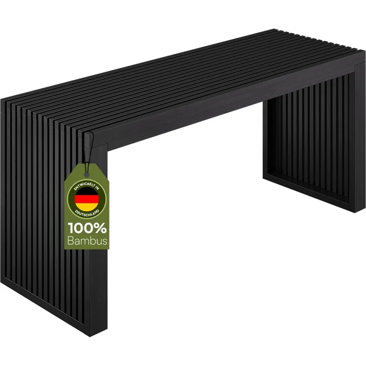 Bellamio 'Sava' Sitzbank, Bambus, schwarz, Holzbank ohne Lehne, 45x33x100 cm, bis 250 kg belastbar – Bild 1