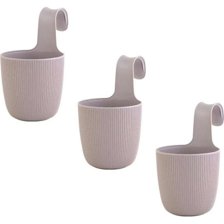 Engelland Blumentopf Blumentopf zum Hängen (Vorteils-Set, 3 St, Fassungsvermögen 2,3 Liter), UV-Beständig, Frostbeständig, Drainagesystem, ideal für Geländer/Zäune – Bild 1