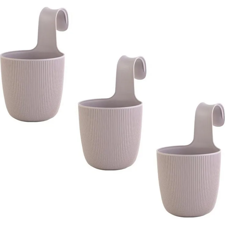 Engelland Blumentopf Blumentopf zum Hängen (Vorteils-Set, 3 St, Fassungsvermögen 2,3 Liter), UV-Beständig, Frostbeständig, Drainagesystem, ideal für Geländer/Zäune