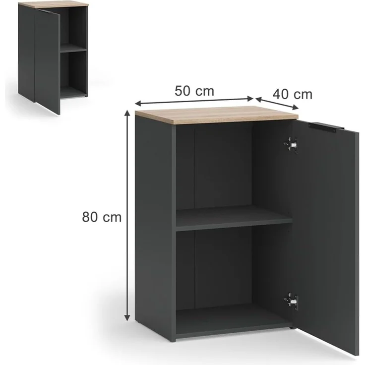 Kommode Wido Anthrazit 50 x 80 cm mit Regal Vicco – Bild 3