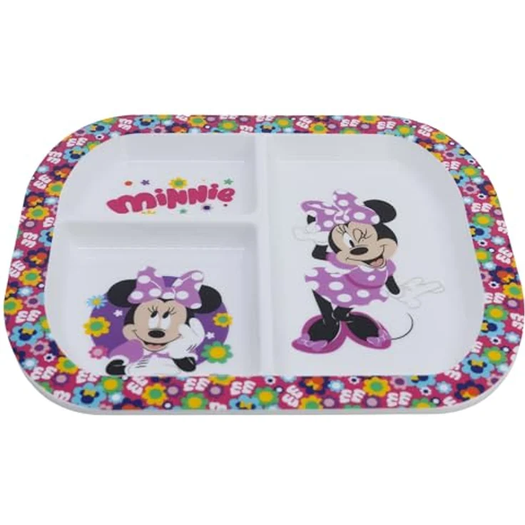 Storline Frühstücksteller Disney Minnie Mouse, rechteckig mit 3 Fächern, mikrowellengeeignet, 22 × 19,5 cm – Bild 2
