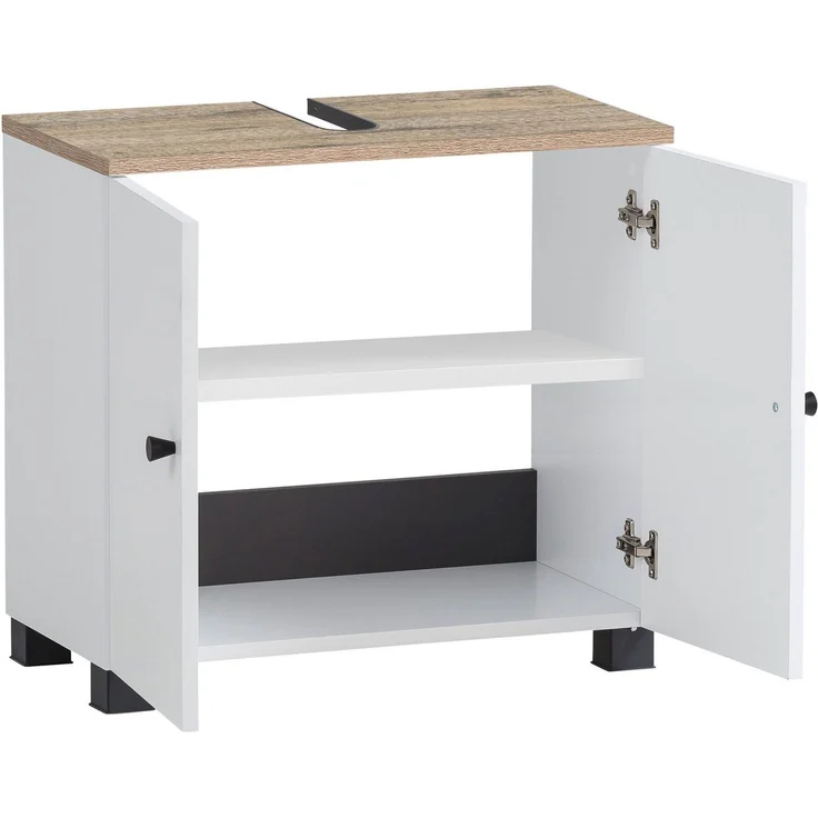 Schildmeyer Balto Waschbeckenunterschrank 157427, kreideweiß/Wildeiche, 59,8 x 32,6 x 62,4 cm – Bild 2