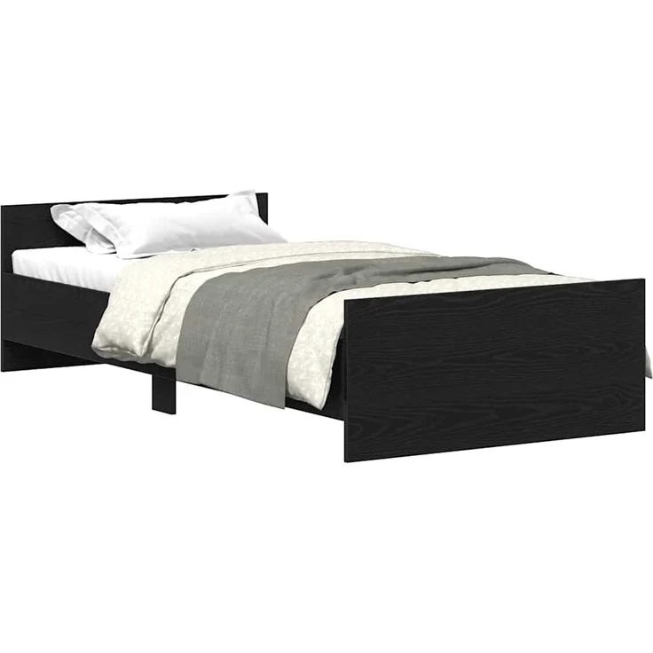 vidaXL Bettgestell ohne Matratze Schwarz Eichen-Optik 90x190 cm 862367 – Bild 1
