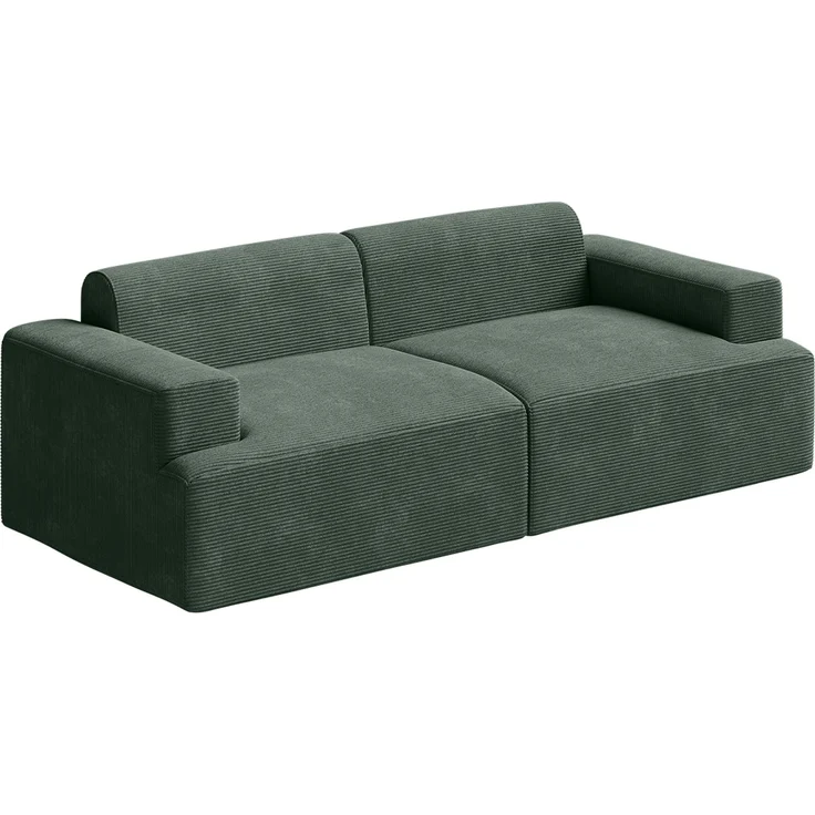 skølm 'Freki' Cloud Sofa 2 Sitzer, Vollschaumcouch mit Federkern und Vakuum-Kompression, kein Aufbau erforderlich, mit 2 Kissen, Cord dunkelgrün – Bild 10