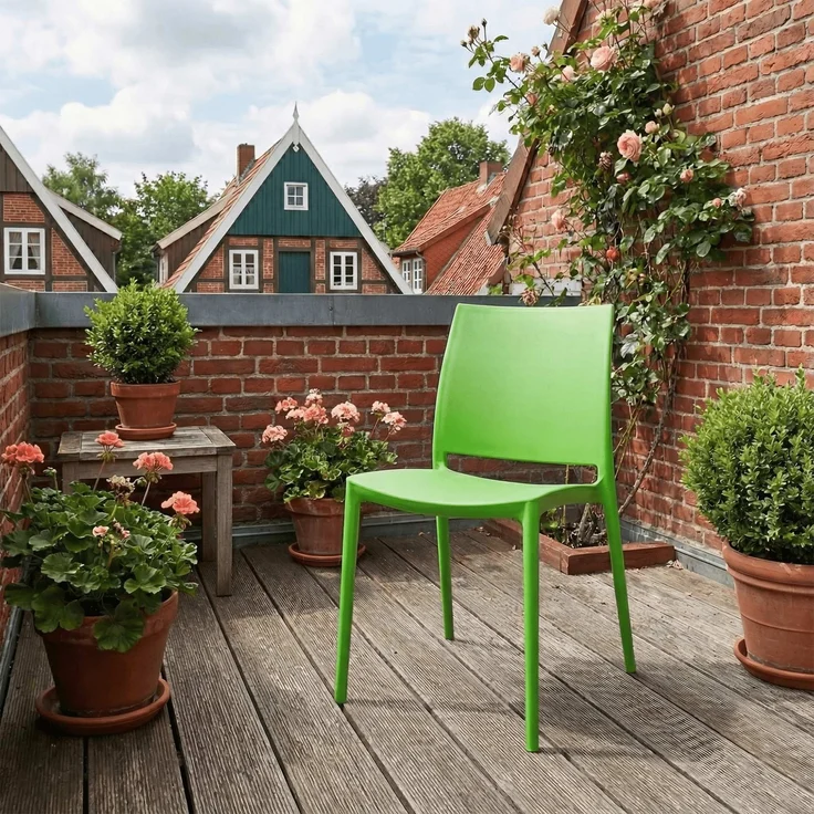 CLP Gartenstuhl Meton mit Lehne stapelbar wetterfest UV-beständig bis 150 kg,grün – Bild 3