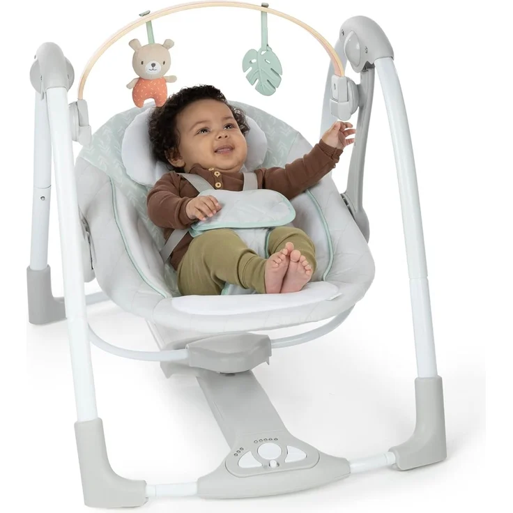 Ingenuity Cozy Spot Babyschaukel & Babywippe elektrisch mit Holz-Spielbogen, 6 Geschwindigkeiten, tragbar, abnehmbar, 0–9 Monate, bis 9 kg – Bild 2