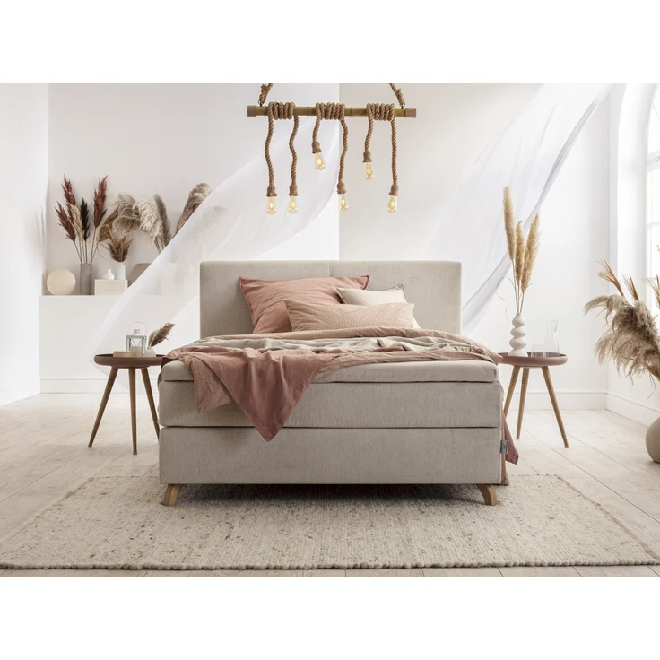 Boxspringbett SVENDBORG LF 140x200 cm beige Box-Spring-Bett Doppelbett – Bild 2