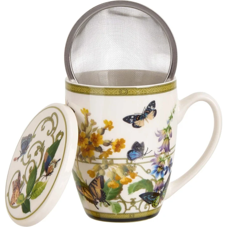 DUO Becher FLORAL RHAPSODY, 360 ml, mit Teesieb und Deckel, New Bone China Porzellan – Bild 4