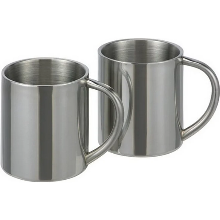 QIUQIU Thermobecher 2er-Set, doppelwandig, isoliert, Edelstahl, silber, 200 ml – Bild 2