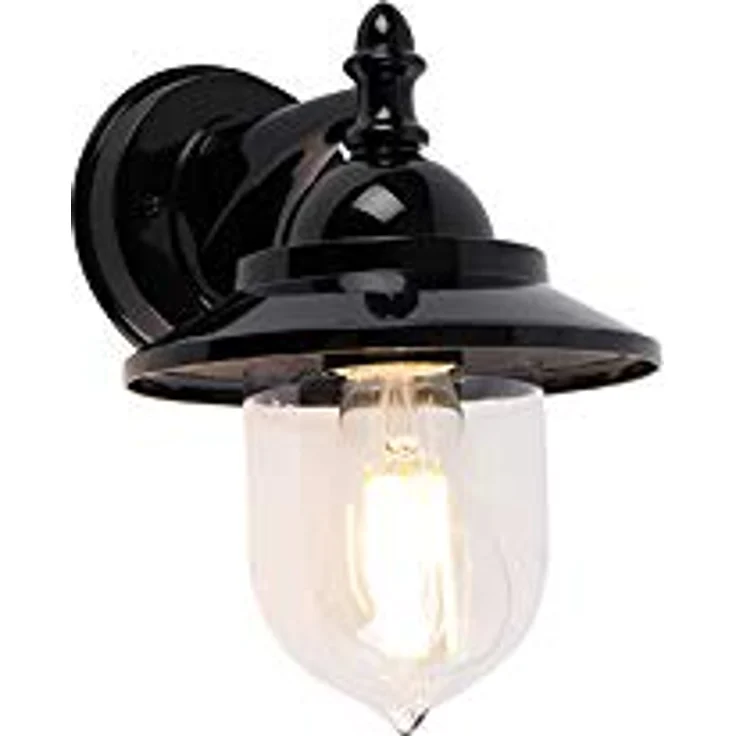 Qazqa Oxford Außen Wandleuchte, dimmbare Wandlampe für den Garten, schwarz, E27 Fassung, max. 60W, IP44, rund, 15.1 cm – Bild 1