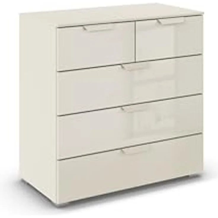 rauch Aditio Box, Kommode, 5 Schubladen, mit Glasfront, mit Softclose-Funktion, Farbe Beige, BxHxT 80x81x42cm – Bild 1